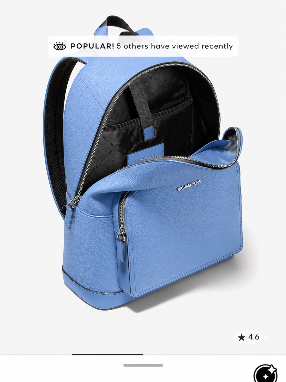 Michael Kors Light Blue Pebbled Leather Backpack - Picture 2 of 3